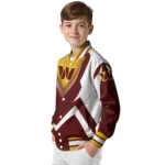 custom washington commanders v stripes burgundy white varsity jacket best selling