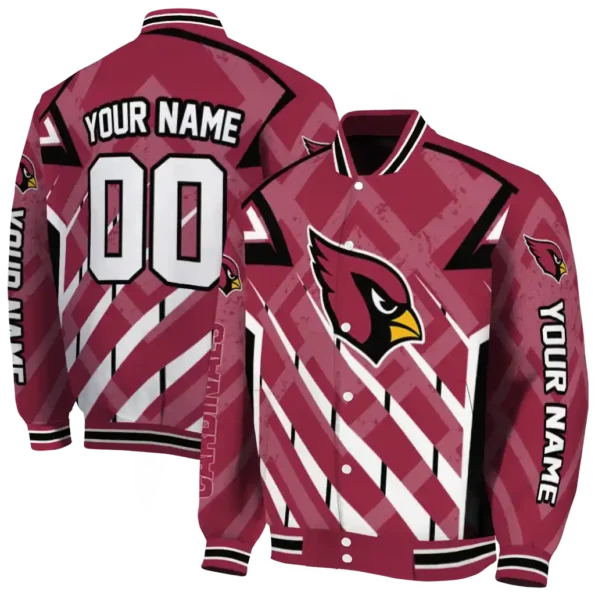 customized arizona cardinals chevron angles red varsity jacket fashion forward.webp