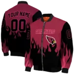 customized arizona cardinals flame border red black bomber jacket best selling