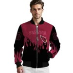 customized arizona cardinals flame border red black bomber jacket best selling