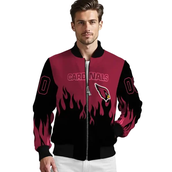 customized arizona cardinals flame border red black bomber jacket high quality