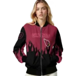 customized arizona cardinals flame border red black bomber jacket best selling