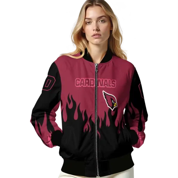 customized arizona cardinals flame border red black bomber jacket latest model