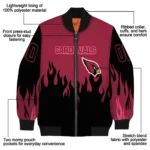customized arizona cardinals flame border red black bomber jacket best selling