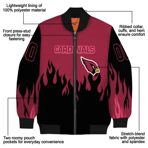 customized arizona cardinals flame border red black bomber jacket new arrival