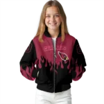 customized arizona cardinals flame border red black bomber jacket best selling