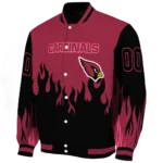 customized arizona cardinals flame border red black varsity jacket best selling.webp