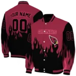 customized arizona cardinals flame border red black varsity jacket best selling.webp