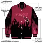 customized arizona cardinals flame border red black varsity jacket best selling.webp