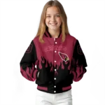 customized arizona cardinals flame border red black varsity jacket best selling.webp