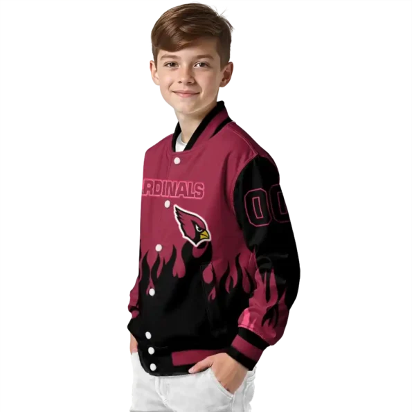 customized arizona cardinals flame border red black varsity jacket trendy.webp