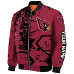 customized arizona cardinals hexagon cluster red black bomber jacket best selling