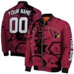 customized arizona cardinals hexagon cluster red black bomber jacket best selling