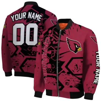 customized arizona cardinals hexagon cluster red black bomber jacket fashion forward