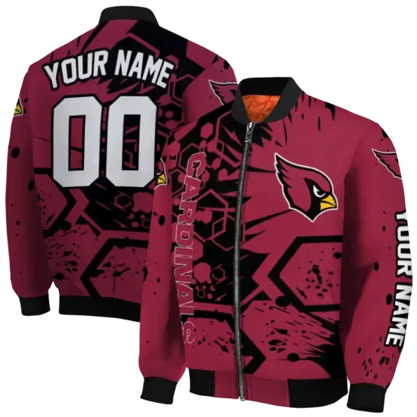 customized arizona cardinals hexagon cluster red black bomber jacket fashion forward