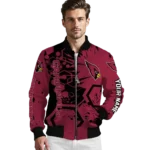 customized arizona cardinals hexagon cluster red black bomber jacket best selling