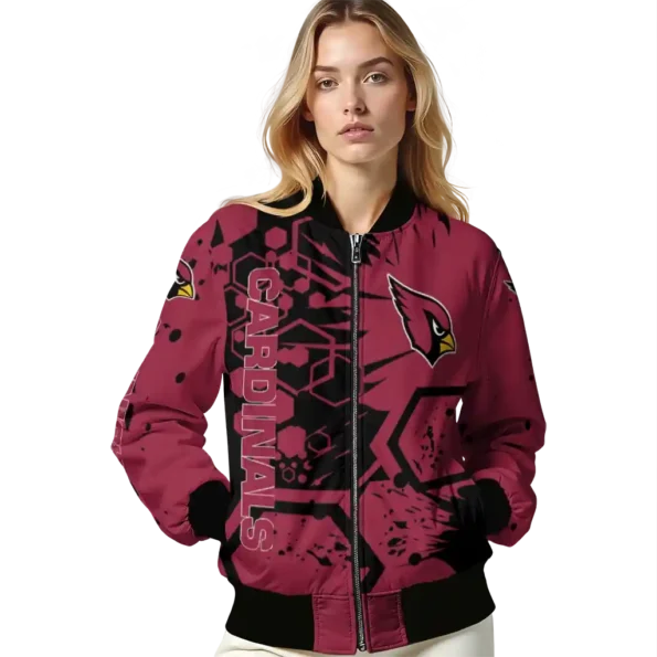 customized arizona cardinals hexagon cluster red black bomber jacket latest model
