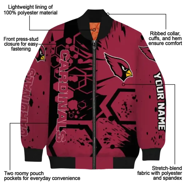 customized arizona cardinals hexagon cluster red black bomber jacket new arrival