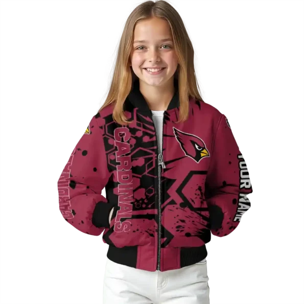 customized arizona cardinals hexagon cluster red black bomber jacket top rated