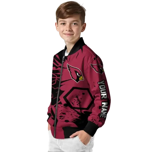 customized arizona cardinals hexagon cluster red black bomber jacket trendy