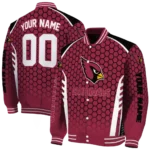 customized arizona cardinals hexagon grid red varsity jacket best selling.webp