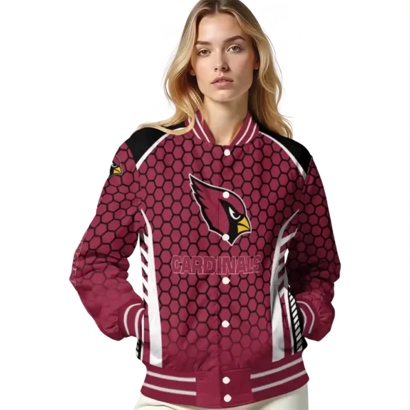 customized arizona cardinals hexagon grid red varsity jacket latest model.webp