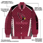 customized arizona cardinals hexagon grid red varsity jacket best selling.webp