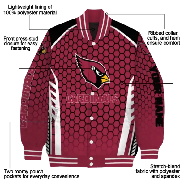 customized arizona cardinals hexagon grid red varsity jacket new arrival.webp