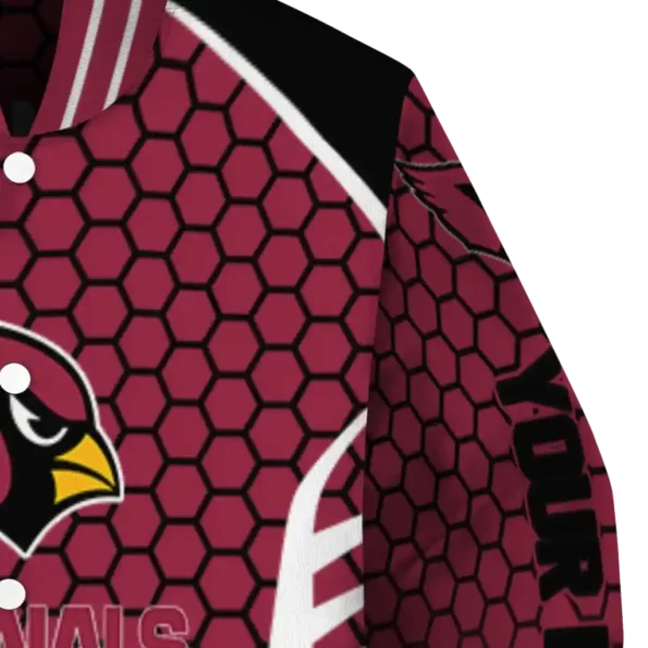 customized arizona cardinals hexagon grid red varsity jacket premium grade.webp