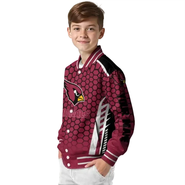 customized arizona cardinals hexagon grid red varsity jacket trendy.webp