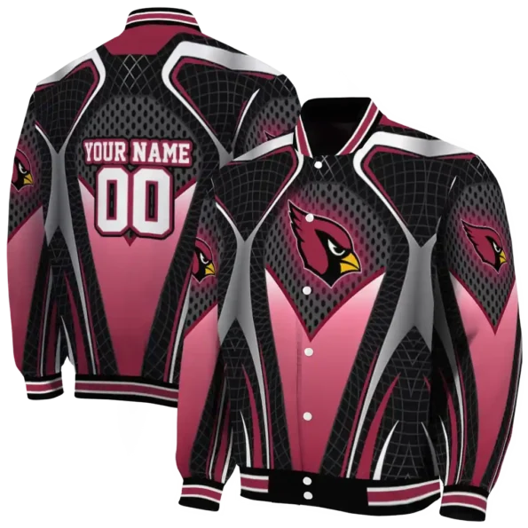customized arizona cardinals mesh chest black crocs black varsity jacket fashion forward.webp