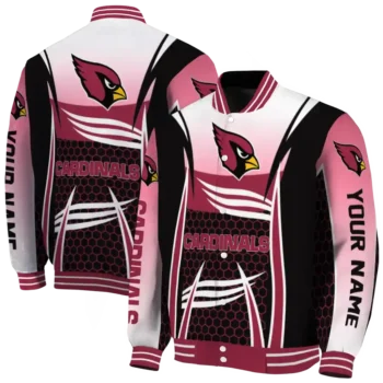 customized arizona cardinals mesh effect red black varsity jacket fashion forward.webp