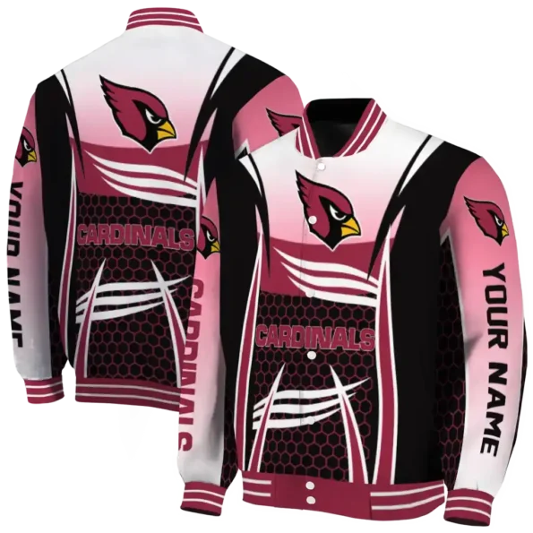 customized arizona cardinals mesh effect red black varsity jacket fashion forward.webp