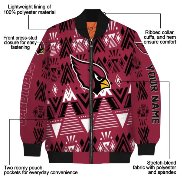 customized arizona cardinals pyramid shapes red bomber jacket new arrival