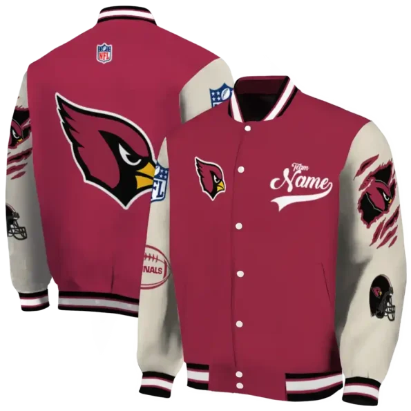 customized arizona cardinals razorback outline red nude varsity jacket fashion forward.webp