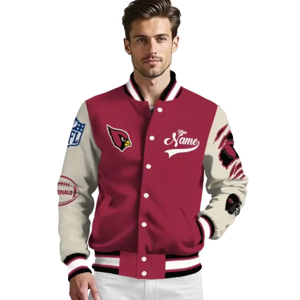 customized arizona cardinals razorback outline red nude varsity jacket high quality.webp