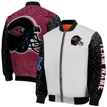 customized arizona cardinals speckled arms red gray bomber jacket fashion forward