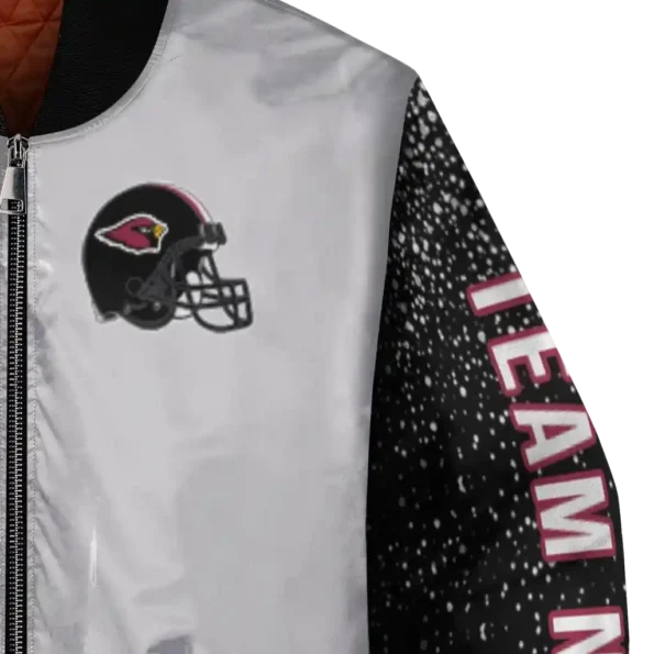 customized arizona cardinals speckled arms red gray bomber jacket premium grade