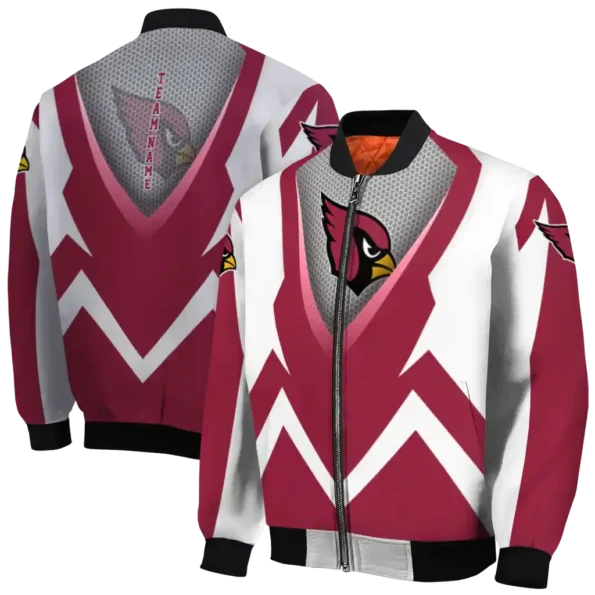 customized arizona cardinals v stripes red white bomber jacket fashion forward