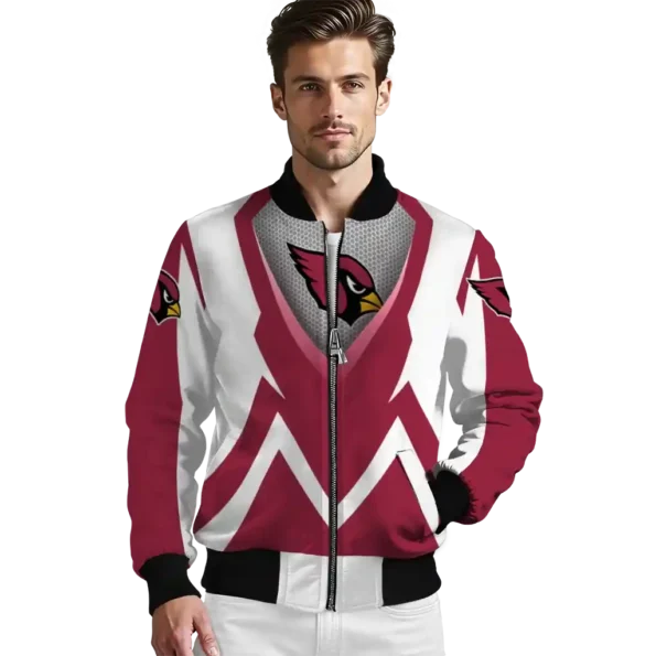 customized arizona cardinals v stripes red white bomber jacket high quality