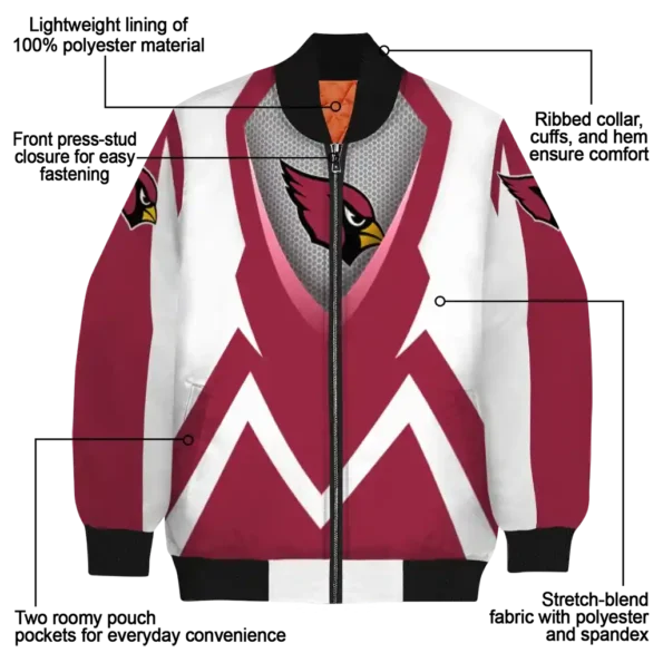 customized arizona cardinals v stripes red white bomber jacket new arrival