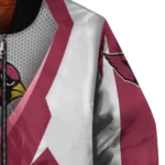 customized arizona cardinals v stripes red white bomber jacket best selling