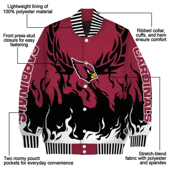 customized arizona cardinals winged blaze red white varsity jacket new arrival.webp