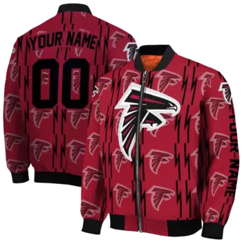 customized atlanta falcons bolt stripe red bomber jacket fashion forward