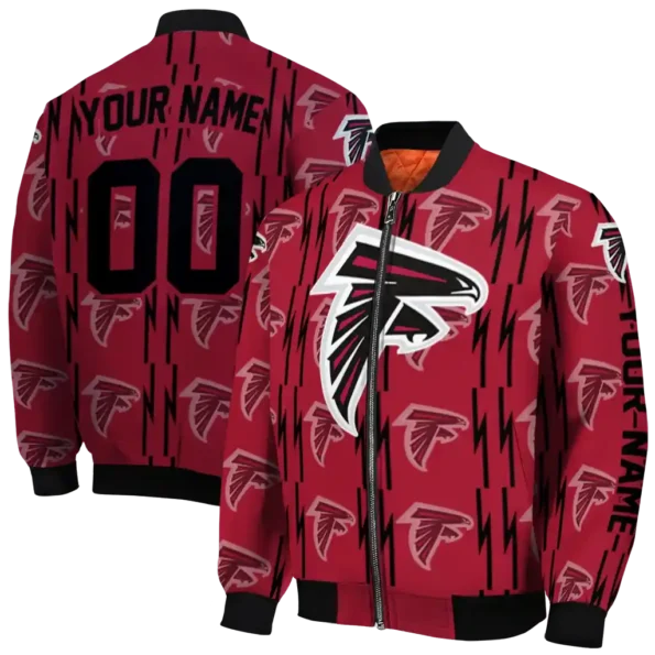 customized atlanta falcons bolt stripe red bomber jacket fashion forward