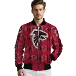 customized atlanta falcons bolt stripe red bomber jacket best selling