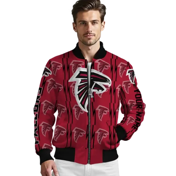 customized atlanta falcons bolt stripe red bomber jacket high quality