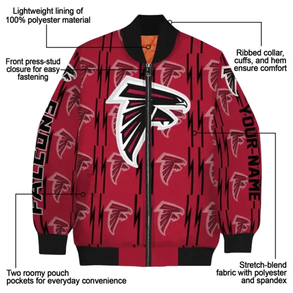 customized atlanta falcons bolt stripe red bomber jacket new arrival