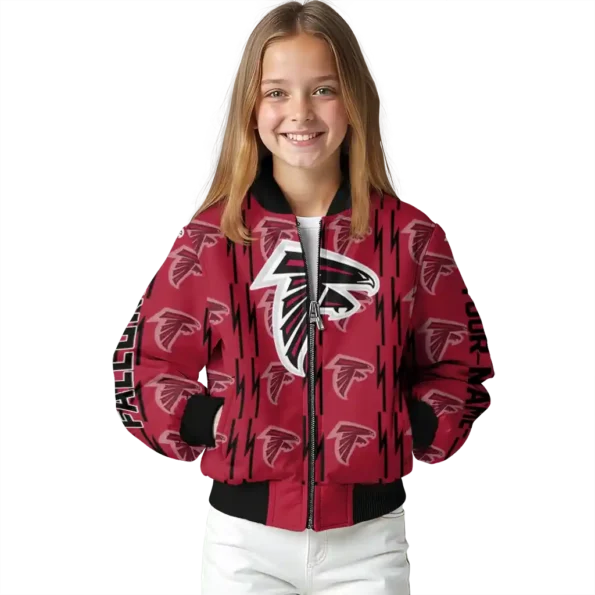 customized atlanta falcons bolt stripe red bomber jacket top rated