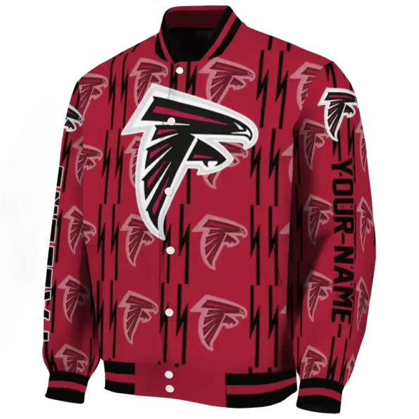 customized atlanta falcons bolt stripe red varsity jacket best selling.webp